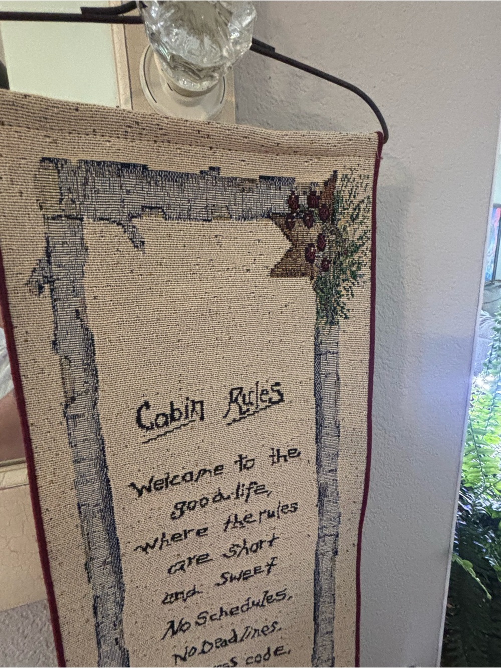 Beige Cabin Rules Tapestry Wall Hanging - Home Wall Decor - Picture 2 of 10